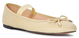 Dune Ladies HELENAS Leather Ballet Flat with Elastic Strap Size UK 4 Flat Heel Ballet Pumps Lemon