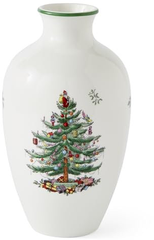 Spode Weihnachtsbaum-Vase – elegante Keramik-Blumenvase, Feiertags-Vase für Blumenarrangements und Heimdekoration, schöne handgefertigte Vase für festliche Dekorationen (25,4 cm)