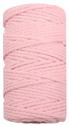 Pmnzdy 100M Makramee Garn 6mm Makramee Kordel Baumwollgarn Baumwollkordel Farbiges Baumwollseil Handwerk Strickseil Natürliche Baumwoll-Schnur für Stricken Makramee Weben Deko DIY Handwerk Rosa
