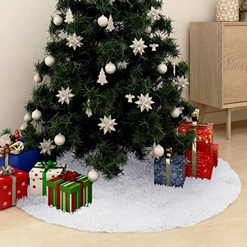 Sufrk Weihnachtsbaumdecke Weiß 90 cm Kunstpelz Tannenbaum Deko Schneedecke Deko Weihnachtsbaum Unterlage