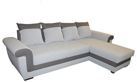 All4All Ecksofa mit Schlaffunktion Ivett 260 cm x 158 cm - Sofa in L-Form - Schlafsofa mit Bettkasten - Eckcouch Klein - Gewebe mit Kunstleder - Rechte Seite - Modern 19