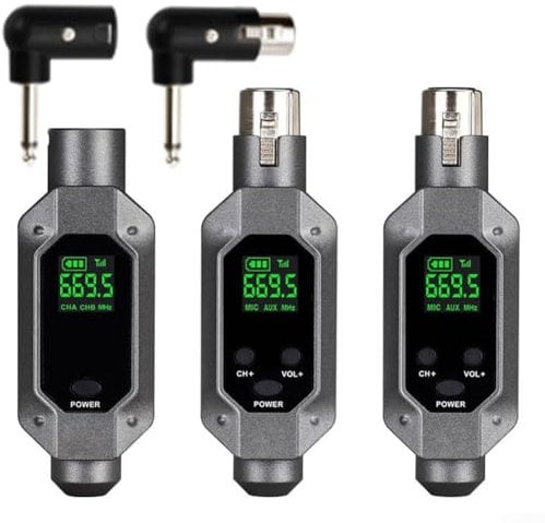 Oniissy Kabelloser Mikrofon-Konverter, XLR-Sendersystem für dynamisches Mikrofon, kabelloser XLR-Mikrofon-Sender, Empfänger, Plug-on, dynamischer Mikrofon-Adapter, kabelloses Mikrofonsystem (1 in 2)