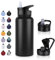 UMBFUN Bouteille d'eau en Acier Inoxydable - 1L avec Paille,anti-fuite,Gazéifiée,BPA free Gourde Thermos(+2 Couvercles) Isolation Double Paroi Sous Vide pour Sport,Voyage,Camping,école,Vélo,Gym