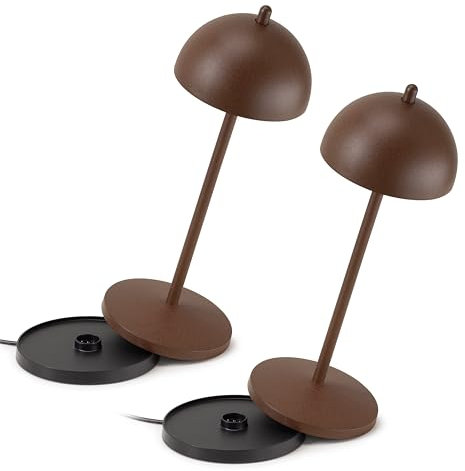 LA VILLE LUMIÈRE LVL Kit da 2 X EvaG Lampada da Tavolo Ricaricabile Senza Fili - Lampada LED Touch Dimmerabile da Interno/Esterno IP65 - Temp. Luce da 2200 a 3000K, Lunga Durata, Alluminio, Corten