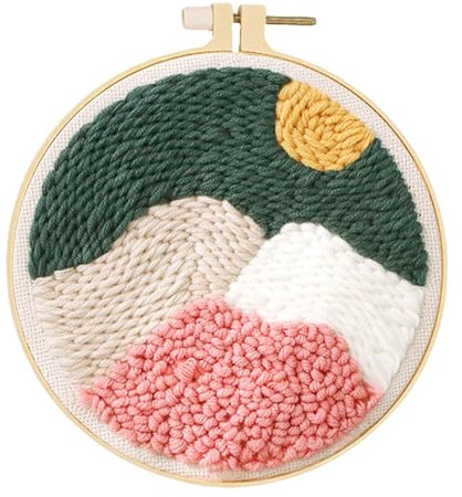 Huacan Punch Needle Stickerei Set für Anfänger Erwachsene Landschaft Stanznadel Stickerei Kit Embroidery Starter Kits