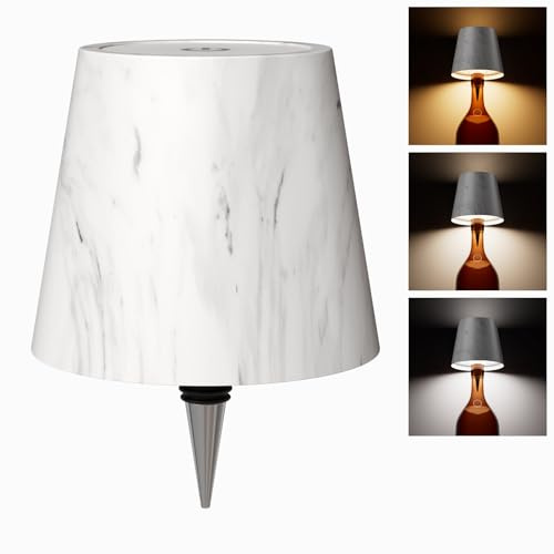 WOKWOYIO Wireless Bottle Lamp， Wireless Lamps Rechargable, Touch Control Stepless Dimming 3 Color Temperatures Bottle Lamp Kit Lampshade for Bar,Restaurant，Room Decor