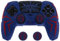 playvital Coque pour ps5 Grip Manette pour ps5 Joystick,Étui Housse Protection avec Capuchon Stick Analogique & Autocollant,Controller Cover Skin Compatible avec Station de Charge-Rouge & Bleu