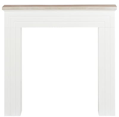Beliani Marco para Chimenea de imitación MDF decoración Sala de Estar Blanco y Madera Clara Boallia
