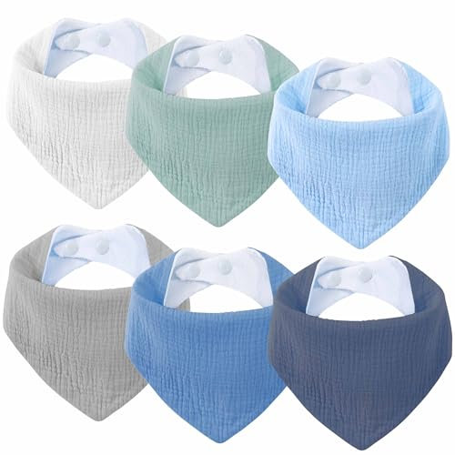 SLOSH Bavaglino Neonato Bavaglini Pappa Cotone Bandana Baby Assorbenti Morbidi Panno Drool per Burp Neonati Neonata Lavabile (6, Blu)