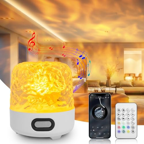 Ciskotu Ocean Wave Galaxy Projector Light, 16 Colors HiFi Bluetooth Speaker Northern Projector Lights with Remote Control, Rechargeable for Bedroom/Party, Outdoor