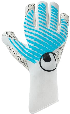 uhlsport Fußball Torwarthandschuhe Fangmaschine Cybertec - Supergrip+ HN, weiß/cyberblau/schwarz, 9.5