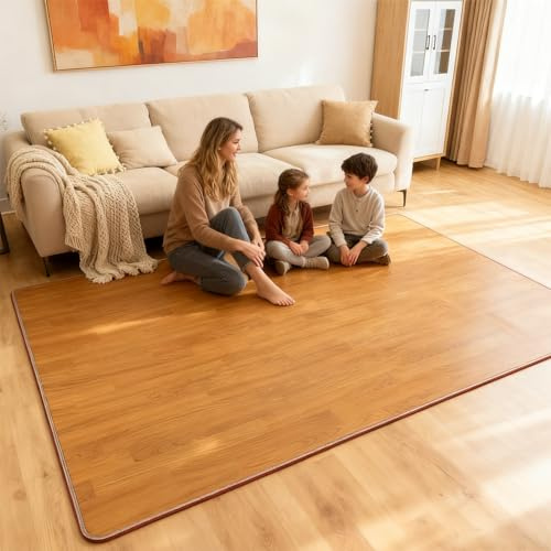 NujorWarm Electric Heated Carpet 150x200cm PVC Leather Heating Mat, Indoor Heater Floor Mat with Timer Fast Warm Up Easy Clean for Office, Living Room, Study Room, Play Room 220V 1200W SZ