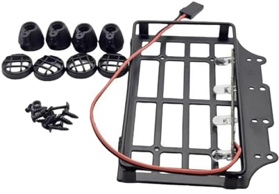 TTETTZ RC Auto Dachgepäckträger Gepäckträger mit Licht Metall Zubehör Upgrade Ersatzteil Passend für MN82 RC Crawler Modell für Modellbau Reparatur Hobby, Rundes Licht