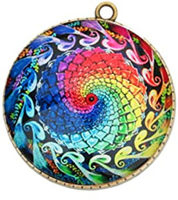 Veemoon 20 Stück DIY Farbige Sticker Patches Ethnische Spiral Muster für Schmuckgestaltung Dome Cabochon für Armbänder Ketten Dekorationen