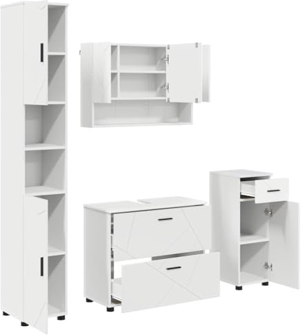 vidaXL Bathroom Furniture Set with Drawer 4 pcs White 30 x 35 x 192 cm,