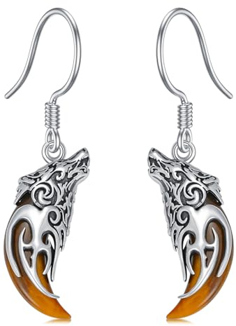 ROMANTICWORK Tier Ohrringe 925 Sterling Silber Skorpion Schwert/Tiger Auge Wolf Zahn/Französische Bulldogge Ohrring Schmuck Jubiläum Geburtstag Weihnachts Geschenke für Frauen Männer