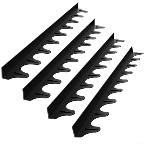 4PCS Silicone Stove Gap Covers, Kitchen Cooker Side Strips, Range Trim Kit, Heat-Resistant Dishwasher Safe,53.4x4.5x2.5cm (Black)