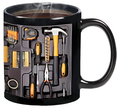 Bezijhr Mechaniker Werkzeugkasten Tasse, 11oz Keramik Mechaniker Werkzeug Kaffeetasse, Fotoprint Toolbox, Werkzeugbecher, Mechaniker-Werkzeugtasse Mit Henkel Für Ingenieure, Männer, Ihn, Papa
