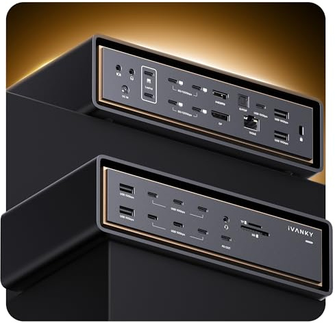 iVANKY 26-in-1 FusionDock Ultra for Dual Thunderbolt 5 Chips, 10GbE MacBook Docking Station, Quad 6K/Triple 8K Display Dock for Mac M1-M5 Pro/Max, 120Gbps, 240W (Incompatible with Windows)