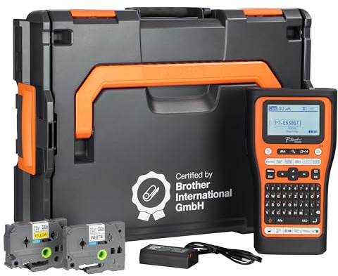 Brother PT-E560BT Beschriftungsgerät | Bluetooth und USB-Typ C, Li-Ion Akku, 2 Pro Tape Schriftbänder, L-BOXX 136 Systemkoffer mit Schaumstoffeinlage