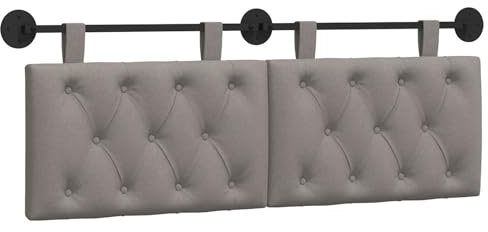 vidaXL Hängendes Kopfteil Taupe Stoff, Moderner rechteckiger Wandkopfteilen, gehängtes gepolstertes Design, gemütliche Rückenlehne für Schlichte Schlafzimmerdekoration