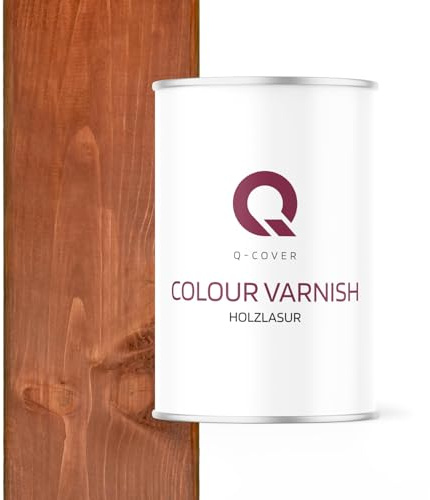 Q-COVER Holzlasur Mahagoni D060 1 L Satin – Silikonharz, Holzlasur, Innen & Außen, Filmbildend, Alle Holzarten, Zaun, Terrasse
