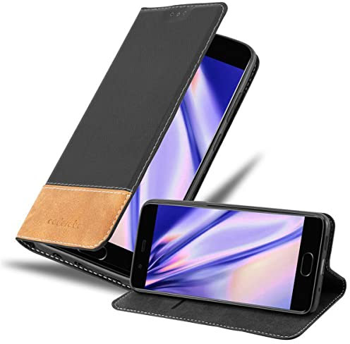 Cadorabo Hülle kompatibel mit Huawei P10 aus Premium Kunst Leder Flip Klappbare Stoßfeste Magnetische [Standfunktion] [Kartenfächern] Cover Hülle für Huawei P10 Tasche in Schwarz