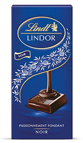 Lindt - Tablette LINDOR - Chocolat Noir - Cœur Fondant, 150g