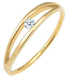 Elli DIAMONDS Ring Damen Verlobung Schlicht mit Diamant (0.06 ct.) in 585 Gelbgold
