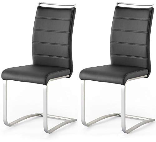 Robas Lund Esszimmerstühle 2er Set Schwingstuhl Schwarz, Esszimmerstuhl Stuhl Pescara
