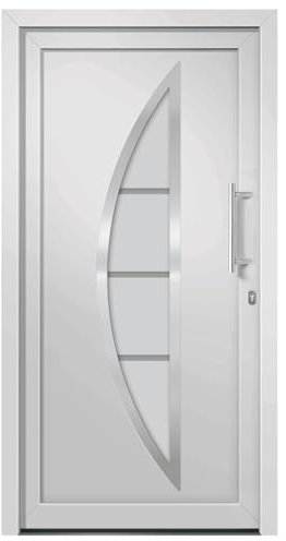 vidaXL Porta di Ingresso con Accessori Sicurezza Eleganza Entrata Casa Edifici Soglia Alluminio Rinforzi e Anima in Acciaio Bianca 98x200 cm