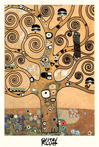 Kunstklappkarte Gustav Klimt Passepartout Kunstkarte Doppelkarte Grußkarte Glückwunschkarte Goldprägung Lebensbaum