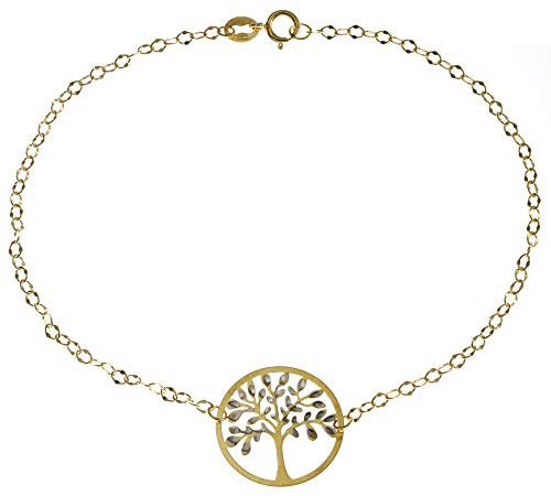Bracelet arbre de vie en or 9 carats 19 cm avec boîte cadeau pour une femme pour Noël ou un anniversaire