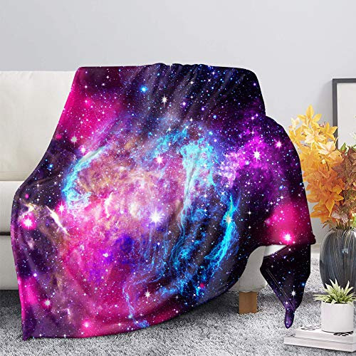 Woisttop Fleece-Überwurfdecke mit Galaxie-Sternen-Weltraum-Motiv, für Mädchen, Kinder, Couch, Sofa, Schlafzimmer, Kinderzimmer, Bett, dekorative Überwürfe