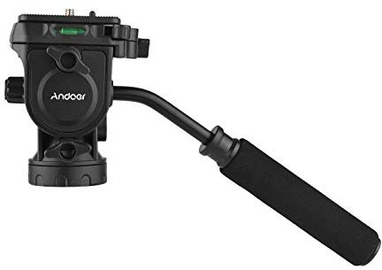 Andoer Testa a sfera fluida con rotazione panoramica a 360°, portata massima 5 kg, con manico per videocamera a vite da 1/4 e treppiede monopiede da 3/8