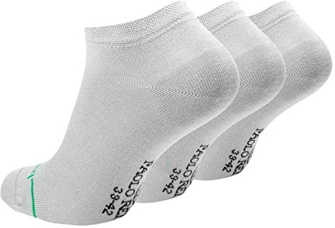 Paolo Renzo Unisex Bambus Sneaker Socken 3 Paar Bambus Sneakersocken für Damen und Herren Kurze Socken Geruchshemmend Größe 43/46 Hellgrau