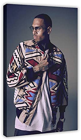 HUANGCHOU Sänger-Poster Chris Brown 24 Leinwand-Poster, Wandkunst, Dekordruck, Bild Gemälde für Wohnzimmer, Schlafzimmer, Dekoration, 40 x 60 cm, Rahmen: