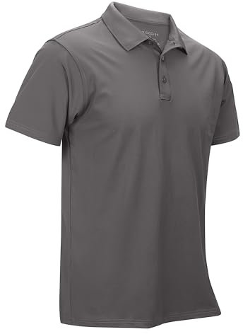 33,000ft Herren Poloshirt Golf Shirt UPF50+ Sonnenschutz Sommer Kurzarm Tshirts Schnelltrocknend Performance Sportshirt Outdoor Einfarbige Polohemd für Männer zum Golfen Tennis Grau XL