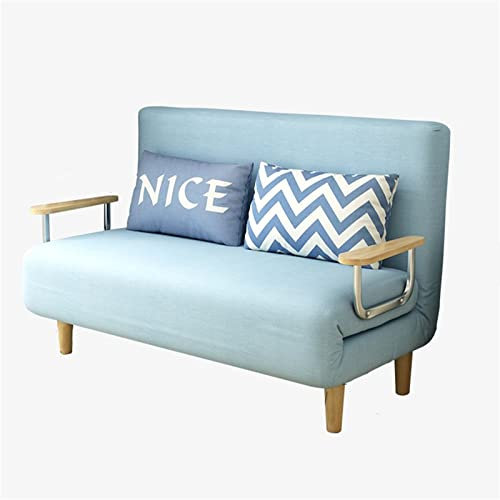 ChengBeautiful Schlafsofa Schlafsofa Doppelzweck Multifunktionale einfache Stoff Faltbett Kleine Wohnung Wohnzimmer Schlafzimmer (Farbe : Blau, Size : 100x48x82cm)