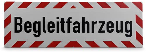 Betriebsausstattung24® KFZ Hinweisschild Begleitfahrzeug | 50,0 x 12,5 cm | Magnetfolie | Befestigungsart: Zum Anheften | Auto Schild | PKW Markierung | Fahrzeug Kennzeichnung | Baustellenfahrzeug