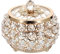 Hipiwe Joyero de cristal con tapa para aretes, anillos, joyas (grande, dorado)