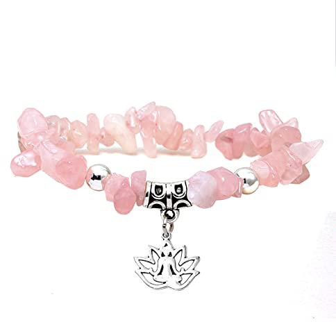 MILAKOO Rose Quartz Gemstone Bracelet Femme Yoga Bracelet Femme 7 Chakra Bracelet Guérison Pierres Bracelet