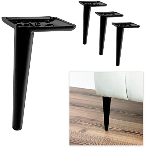 P17 - AGO | Set: 4er Füße + 16 Schrauben | Farbe: Matt Nickel | H.17 cm| Beine für Sofas, Möbel, Kleiderschränke, Sessel
