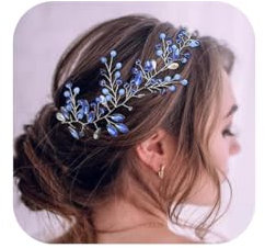 IYOU Mariée Mariage Cheveux Vigne Bleu Cristal Morceau de cheveux Perles Bandeau Bal de Promo Demoiselle D'honneur Accessoires pour Cheveux pour Femme