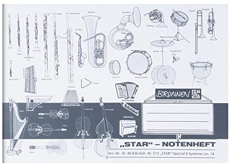 PARTY DISCOUNT NEU BRUNNEN Notenheft DIN A5 quer Star, 8 Blatt