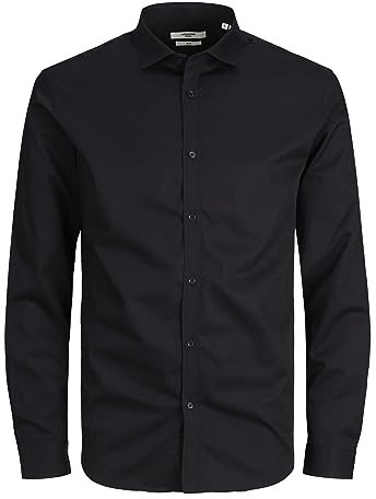 JACK & JONES Jprblacardiff Shirt L/S PS Noos, Camicia (IT, Testo, 4XL, Plus, Regular, Nero)