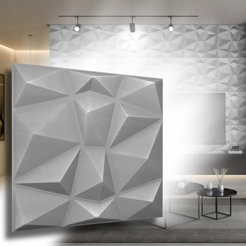 Panneaux 3D 50cm x 50cm polystyrène XPS PSE, panneaux muraux & panneaux de plafond, décors modèle diamant 12m² - 48 pièces