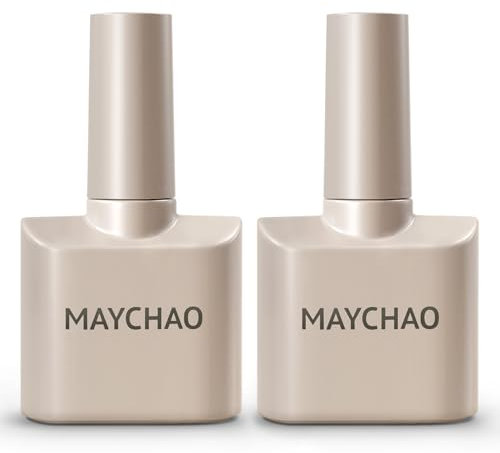 MAYCHAO 2Pcs 15ml No Wipe Gel Top Coat and Base Coat Set, Clear Base and No Wipe Shiny Top Coat Gel Nail Polish UV LED Nail Lamp Need Nail Art Design Manicure Gifts for Women