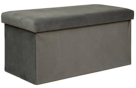 Atmosphera - Doppelter Truhenhocker Lilou Samt - 76x38 cm - Grau