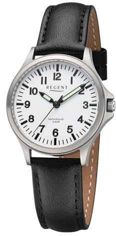 REGENT Damenuhr Unisex Titan mit Lederarmband Analog 10 ATM Saphirglas 3287.90.19